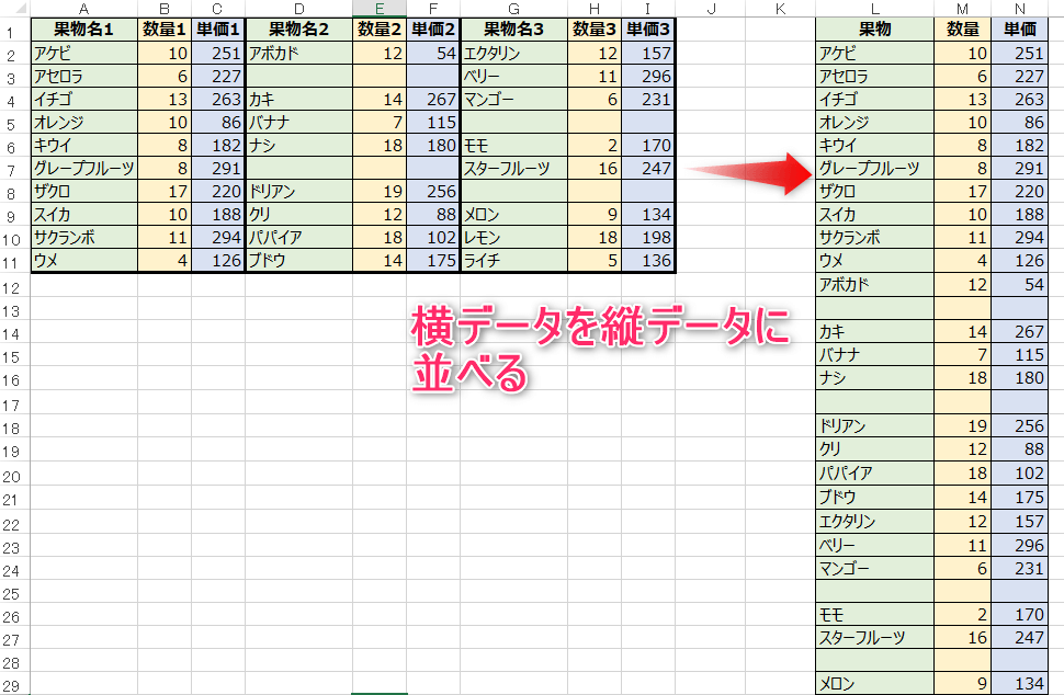 エクセルマクロ 横データを縦データに並べる 3倍高速化する手法 Kirinote Com